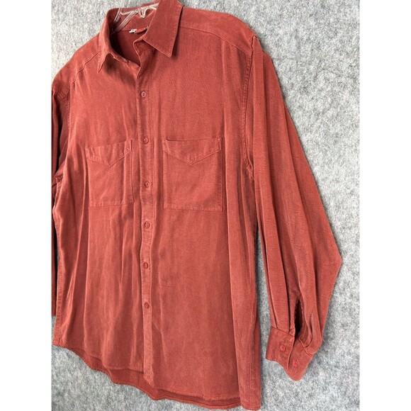 Vtg Tianello Shirt Men’s Small Red Long Sleeve Tencel Baggy Made in USA - Picture 2 of 11